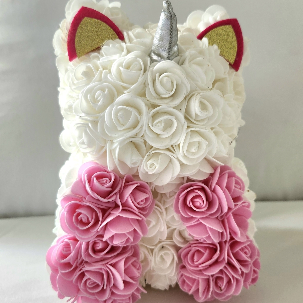 White and Pink Rose Unicorn Decor